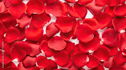  a bunch of red petals floating in the air on top of a white sheet of paper with a white background.