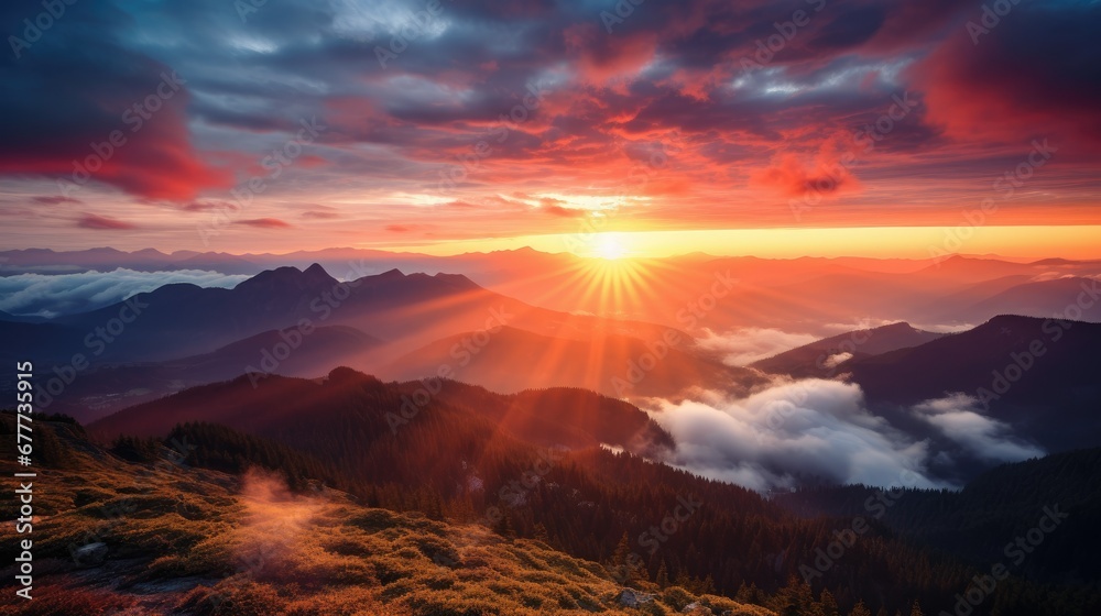 Sunrise Over The Mountain Landscape Photography
