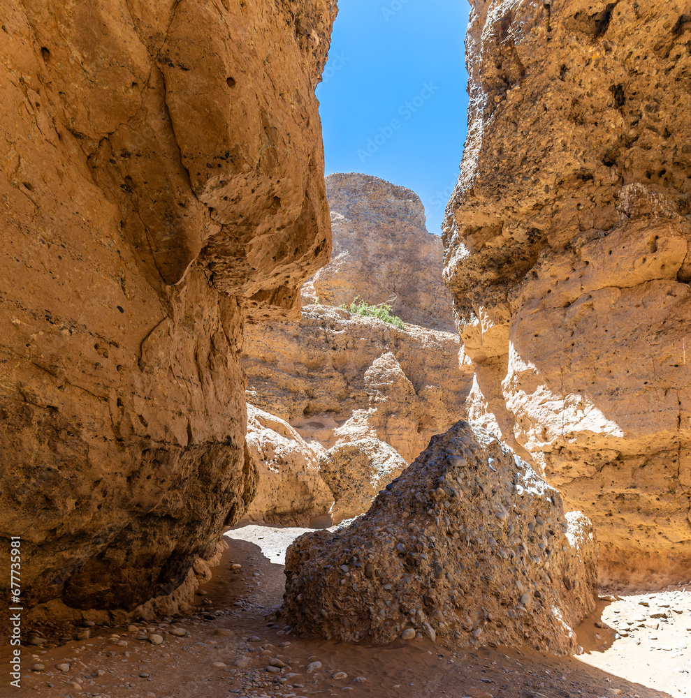 A view towards a narrow section of the Sesreim Canyon, Namibia in the dry season