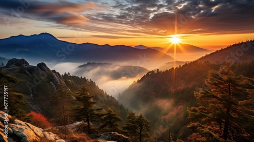 Sunrise Over The Mountain Landscape Photography