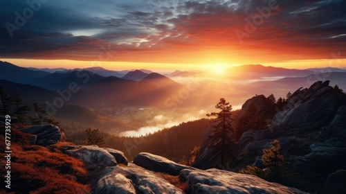 Sunrise Over The Mountain Landscape Photography