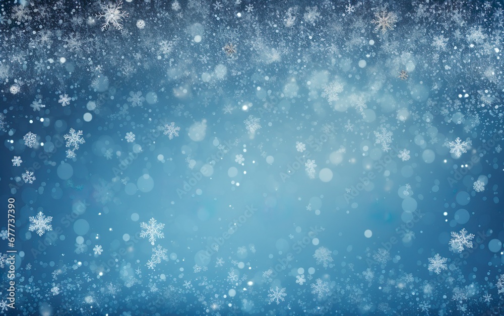 Christmas blue background with snow