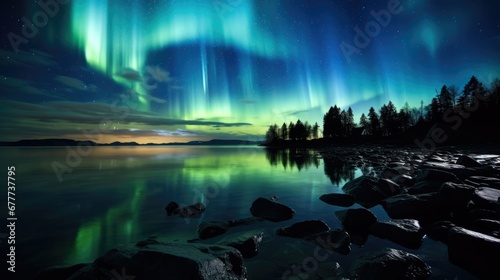 Aurora in the Night Sky Landscape Photography