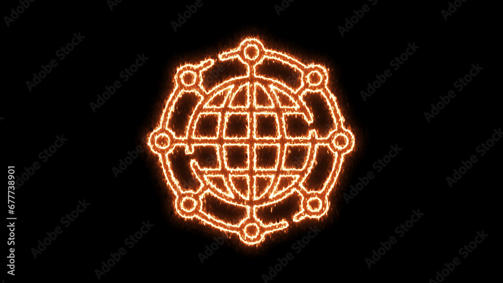 neon glowing mobile, computer, tower network icon on black background. neon glowing mobile, computer, tower network icon on black background.