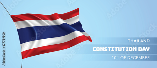 Thailand constitution day greeting card, banner vector illustration