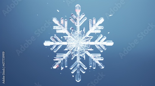  a close up of a snowflake on a blue background with a snowflake in the middle of the frame and a snowflake in the middle of the middle of the frame. generative ai