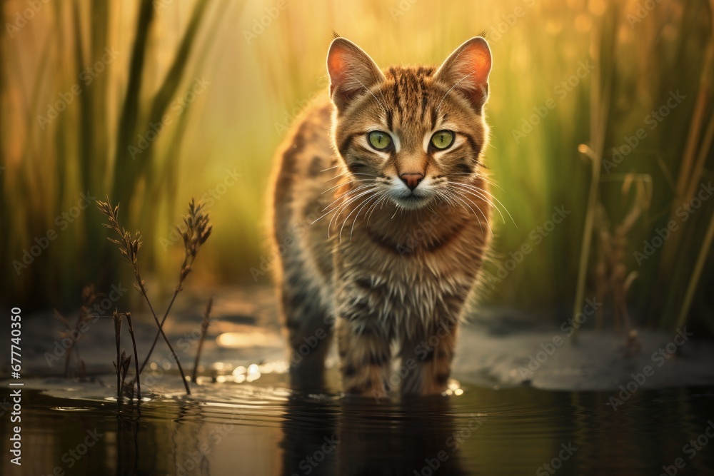 Obraz premium Feline Elegance: National Geographic's Professional Photography Unveils the Grace and Charm of Domestic Cats, Capturing Intimate Moments in Their Daily Lives