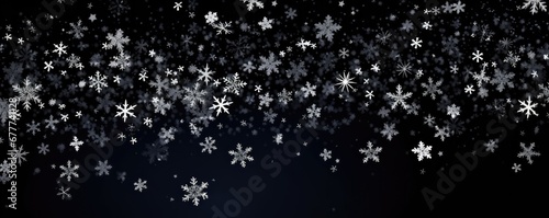 Falling Snowflakes Against A Black Background Space For Text. Сoncept Winter Wonderland, Snowy Serenity, Magical Snowflakes, Elegant Winter Scenes, Chilled Beauty