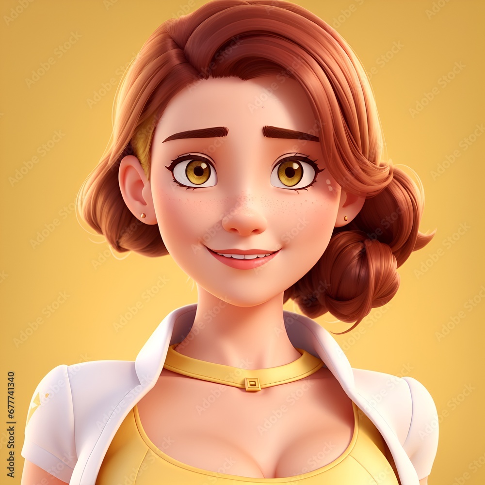 portrait of a girl isolated on yellow background portrait of a girl isolated on yellow background