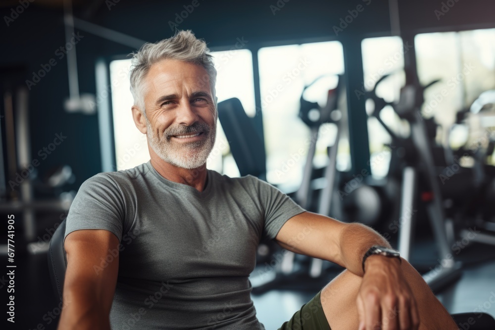 Obraz premium senior man exercising in gym