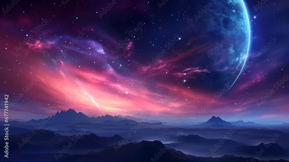 Fototapeta premium Universe sky abstract background poster web page PPT background, digital technology background