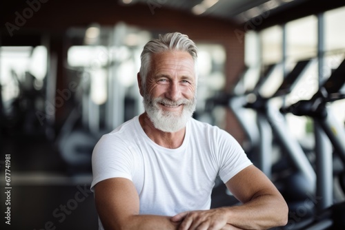 senior man exercising in gym