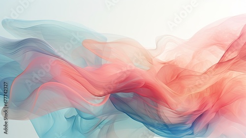  an abstract painting of blue, pink, and red waves on a white background with a light blue sky in the background and a light blue sky in the background. generative ai © Nadia