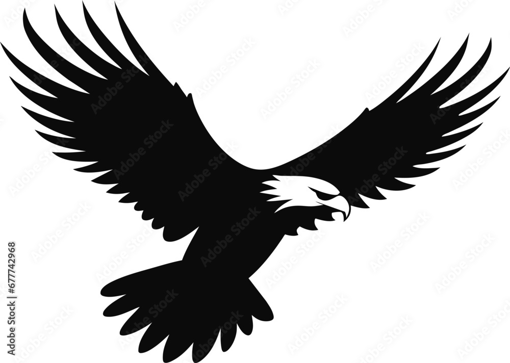 Flying Eagle vector illustration Black and white, black on white background, isolated, logo, tattoo Flying Eagle vector illustration Black and white, black on white background, isolated, logo, tattoo