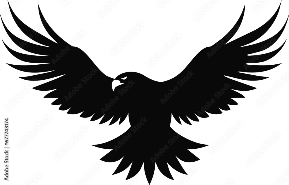 Naklejka premium Raven in flight silhouettes vector on a white background