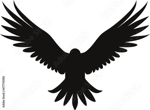 Raven in flight silhouettes vector on a white background
