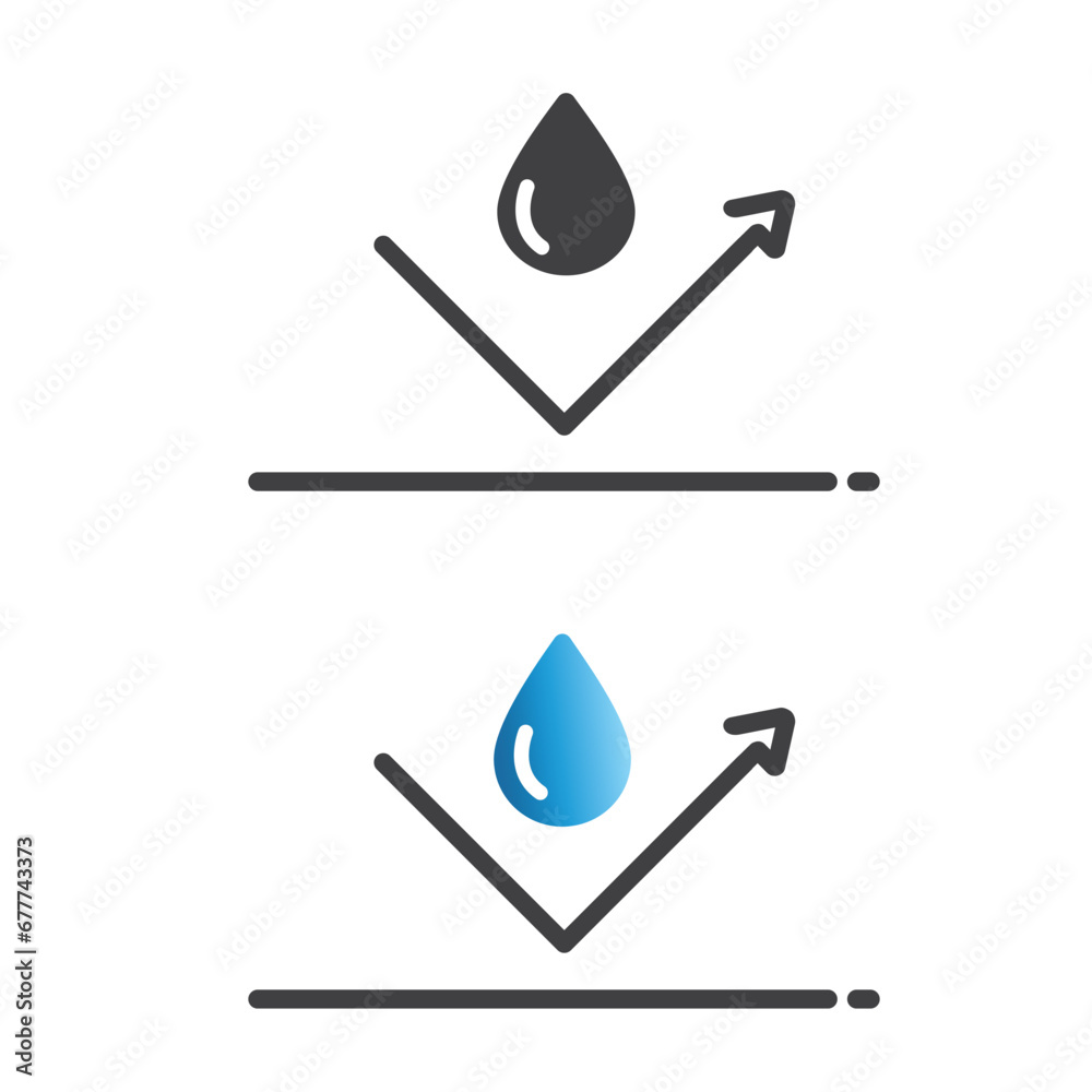 Waterproof icon. Water repellent surface symbol. Waterproof icon. Water repellent surface symbol.