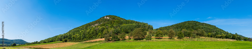 Fototapeta premium Panorama of Houbirg near Happurg/Germany from the valley