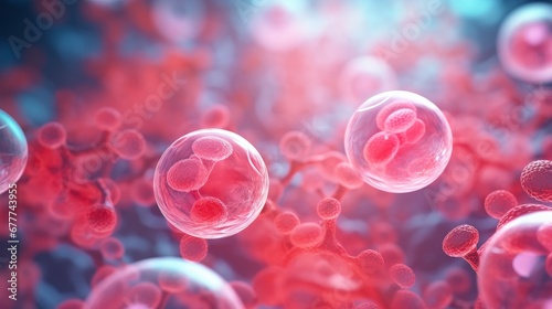 3d rendering of Human cell or Embryonic stem cell microscope background, Geneative AI photo