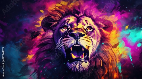  a painting of a lion with its mouth open and it s mouth wide open and it s mouth wide open with its mouth wide open and mouth wide open.  generative ai