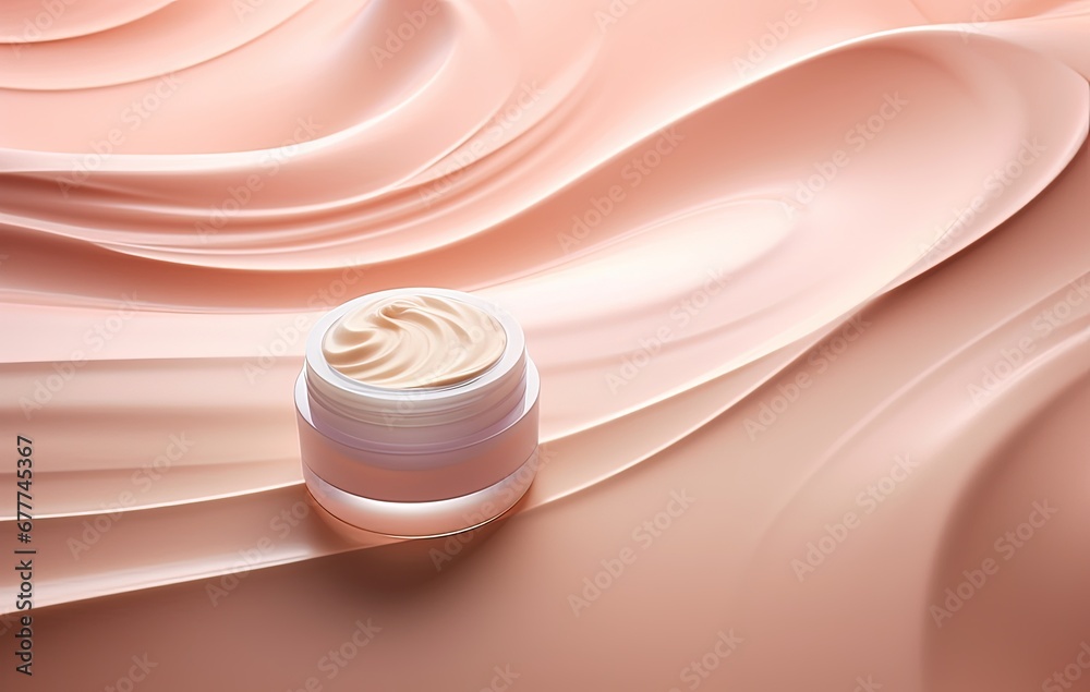 Dreamy Skincare Cream Spilling onto Silk Surface Dreamy Skincare Cream Spilling onto Silk Surface