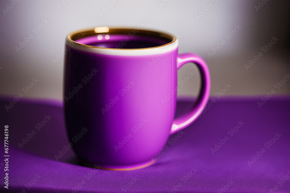 A purple mug. The Royal Indulgence. The Majestic Violet Mug. Generative AI A purple mug. The Royal Indulgence. The Majestic Violet Mug. Generative AI