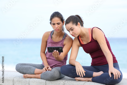 Frustrated yogis watching yoga tutorial online