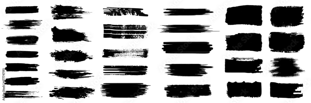 Set of different brush strokes. Paintbrush vector collection. Grunge texture stroke line.