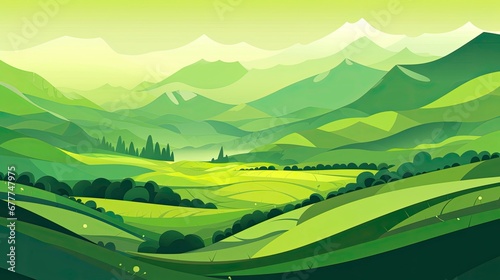 Abstract organic green lines as wallpaper background illustration, Generative AI