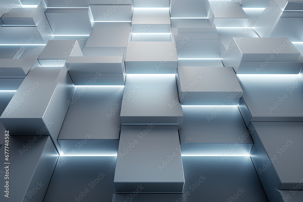 Fototapeta premium white silver futuristic abstract geometric-shaped background graphic, wallpaper, contemporary, beautiful, modern, 3d textured backdrop,