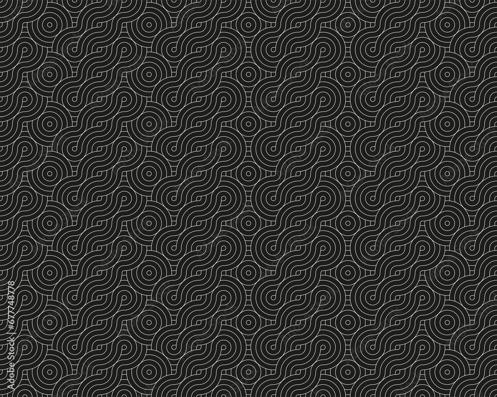 Seamless pattern with circle elements. Geometric grid with abstract  round shapes. 