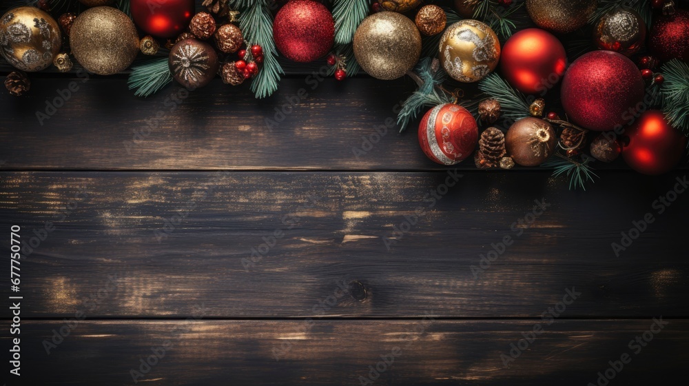 Naklejka premium Merry Christmas and happy New Year background copy space, Generative AI