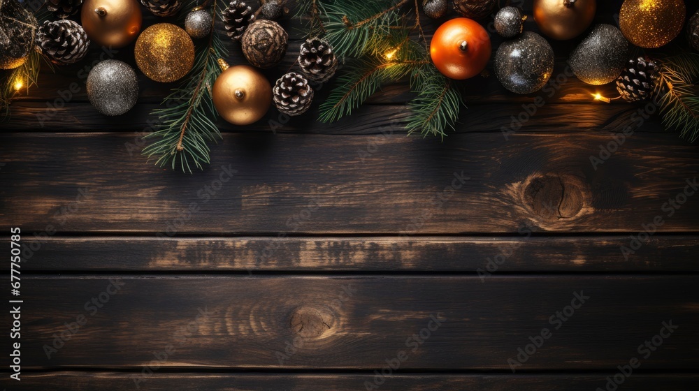 Naklejka premium Merry Christmas and happy New Year background copy space, Generative AI