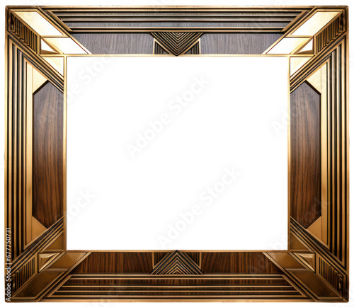 Vintage and antique art deco photo frame isolated on transparent background