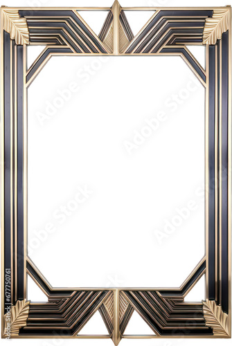 Vintage and antique art deco photo frame isolated on transparent background