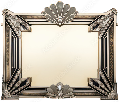 Vintage and antique art deco photo frame isolated on transparent background