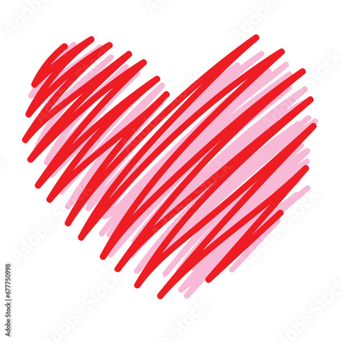 scribbled heart red