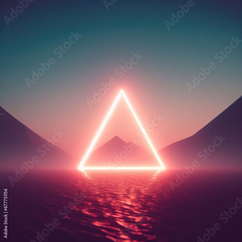 abstract neon  background with triangle