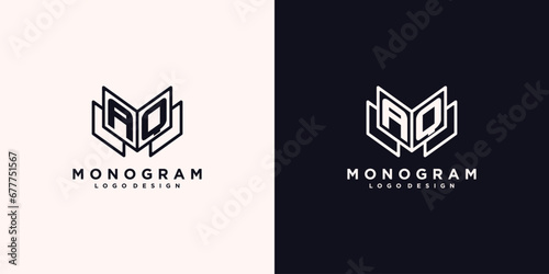 Initials letter AQ with book line art education logo symbol vector illustration