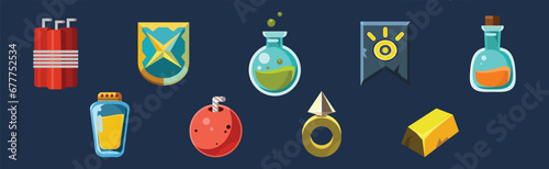 Fantasy Weapon as Game Asset and Icon Vector Set