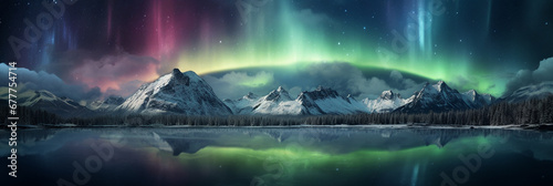 Aurora borealis background banner