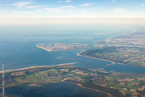Aerial view of the Maasvlakte and Rotterdam Harbour, Europort on a sunny day photo