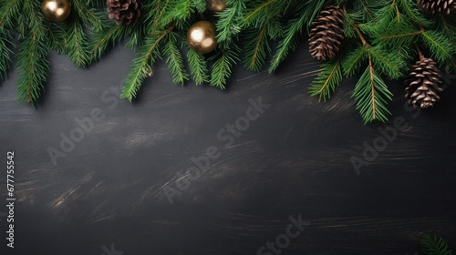Christmas background with Christmas tree and decor