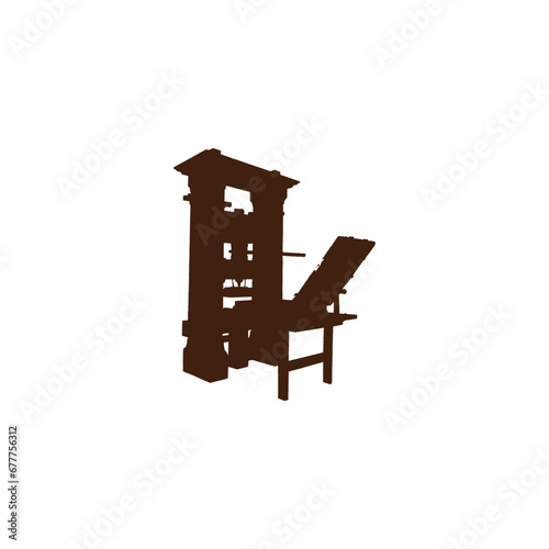 Gutenberg printing press icon. Simple style printing company poster background symbol. Gutenberg printing press brand logo design element. 