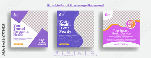 Editable social media posts banner ads Set for healthcare medical service suitable for 
instagram and facebook post banner design for hospital clinic doctor and dentist marketing ads banner template photo