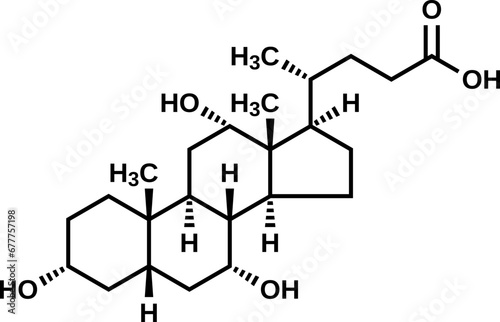 Cholic acid structural formula, vector illustration