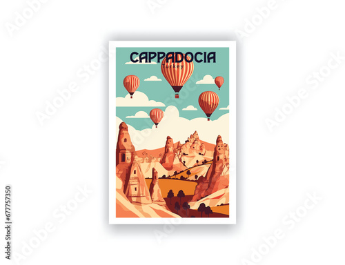Cappadocia, Turkey. Vintage Travel Posters. Vector art. Famous Tourist Destinations Posters Art Prints Wall Art and Print Set Abstract Travel for Hikers Campers Living Room Decor