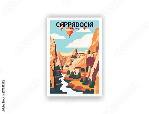 Cappadocia  Turkey. Vintage Travel Posters. Vector art. Famous Tourist Destinations Posters Art Prints Wall Art and Print Set Abstract Travel for Hikers Campers Living Room Decor