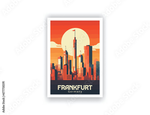 Frankfurt, Germany. Vintage Travel Posters. Vector art. Famous Tourist Destinations Posters Art Prints Wall Art and Print Set Abstract Travel for Hikers Campers Living Room Decor