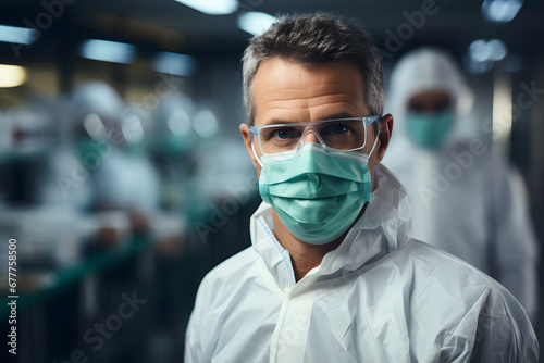 Portrait of scientist with mask in a laboratory